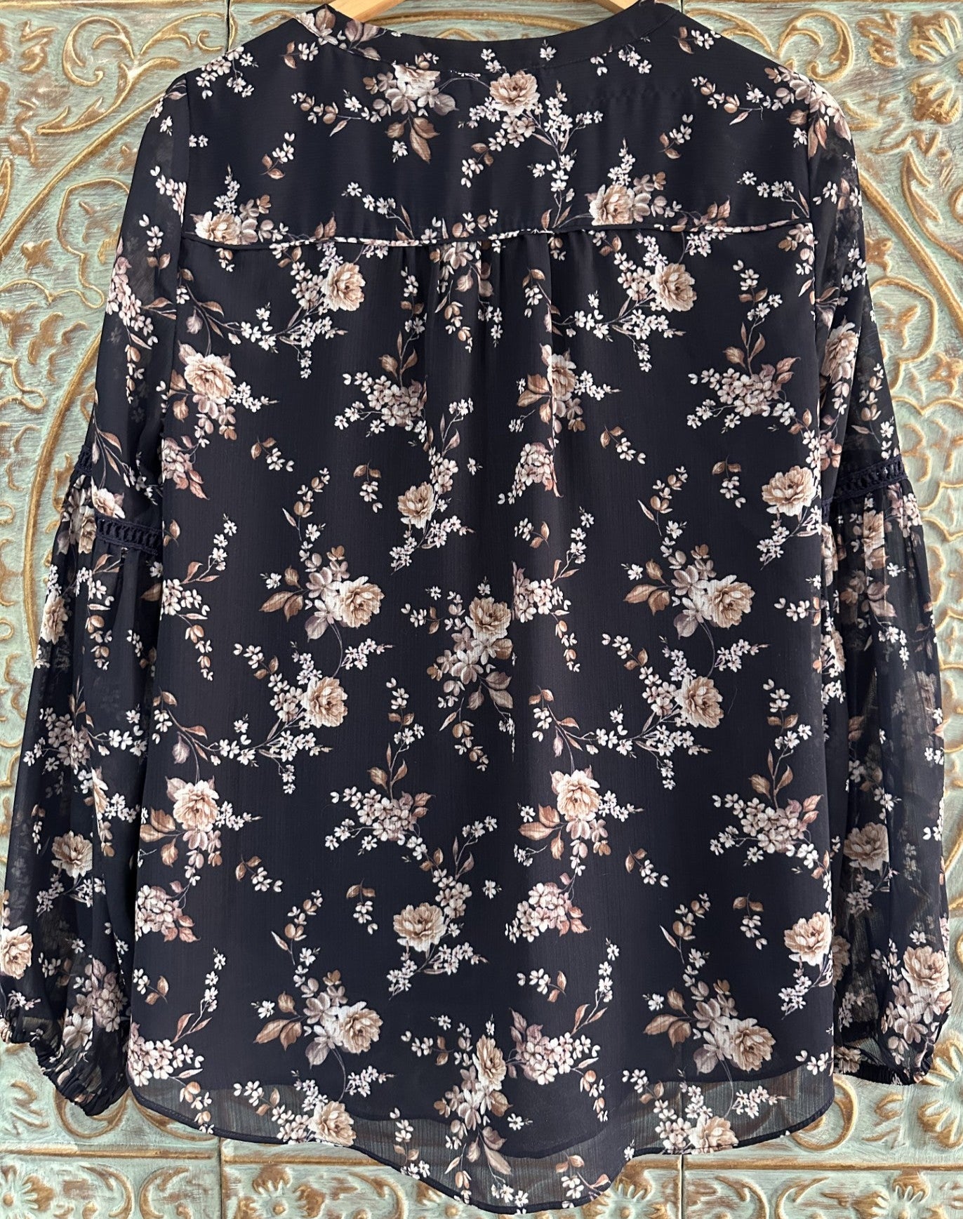 'Just Jeans' Navy Floral Cross-Over Blouse