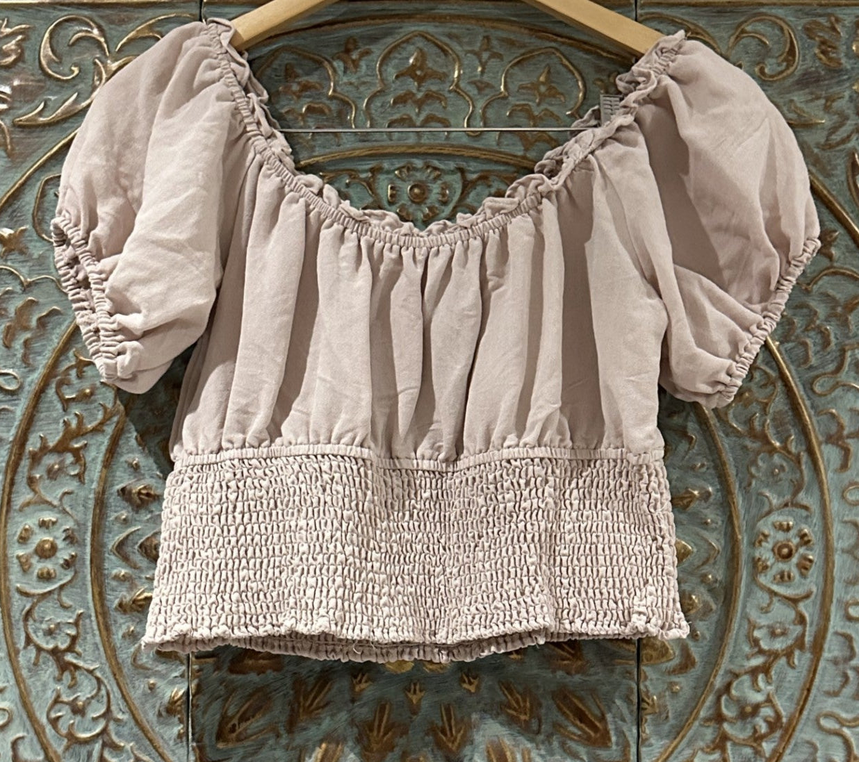 Beige Off-Shoulder 'Valley Girl' Blouse