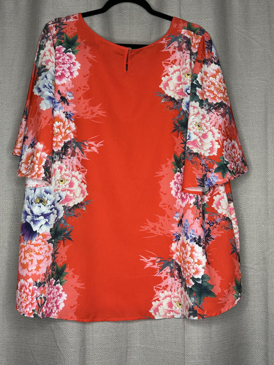 'BeMe' Orange Floral Blouse