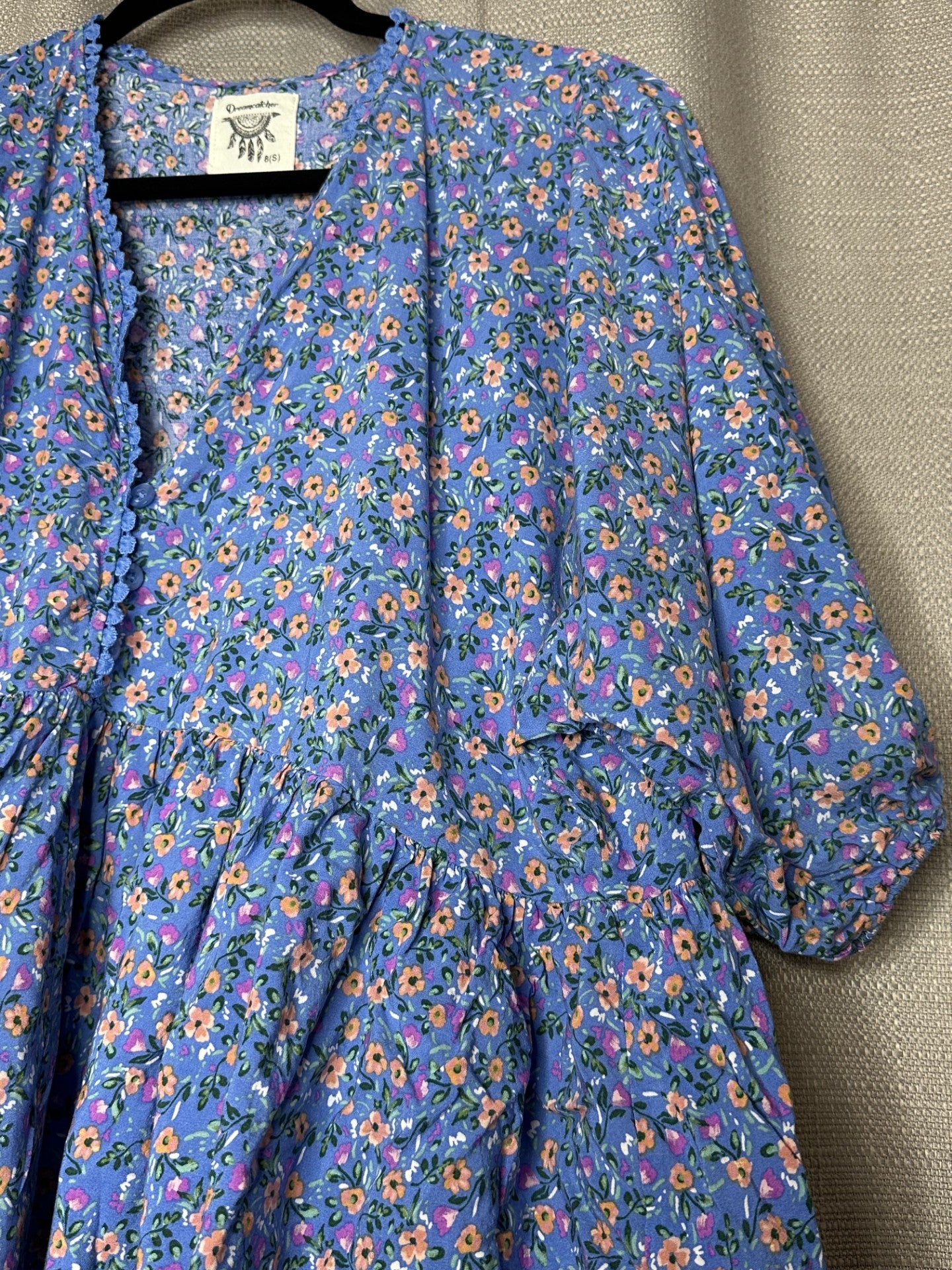 *NEW 'Dreamcatcher' Blue Floral Peplum Blouse