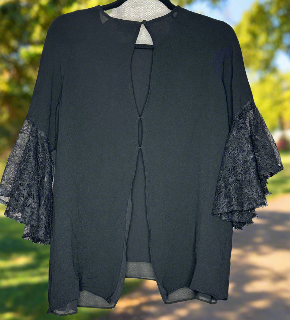 'Bardot' Black Lace Blouse