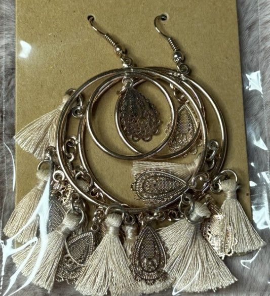 Boho Decorative rose gold earrings with tassel earrings