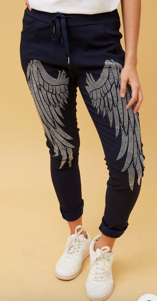 *NEW 'Bottega Moda' Angel Wings Navy Pants