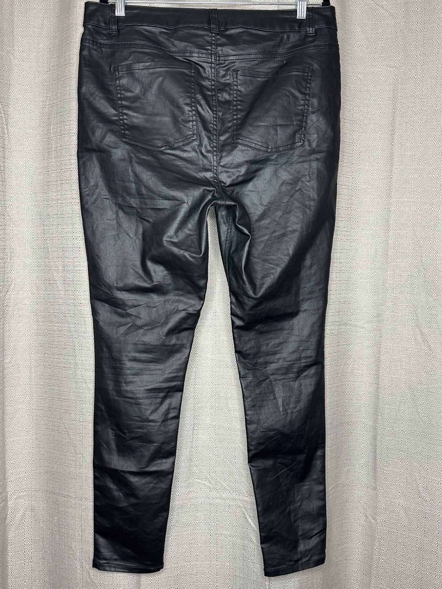 Black Leather Skinny High-Rise Pants