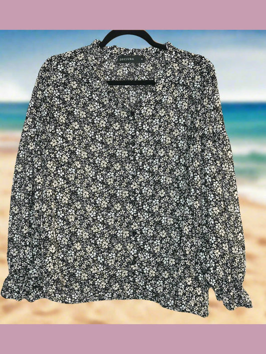 'Decjuba' Black Floral Blouse