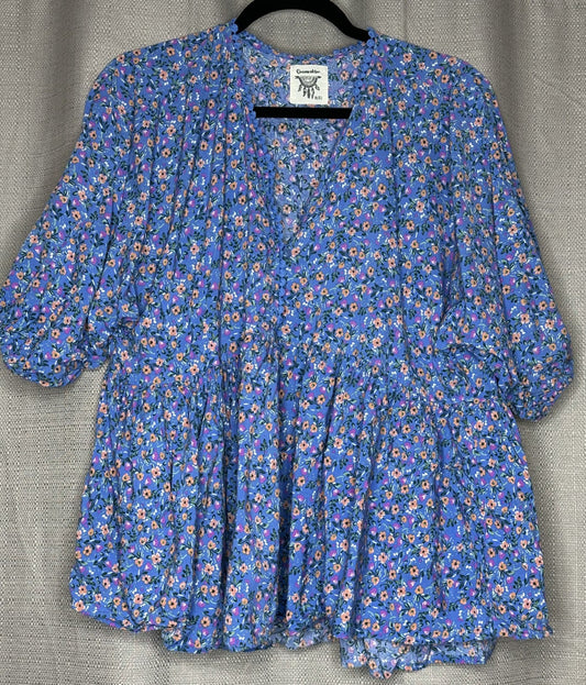 Blue floral blouse 
