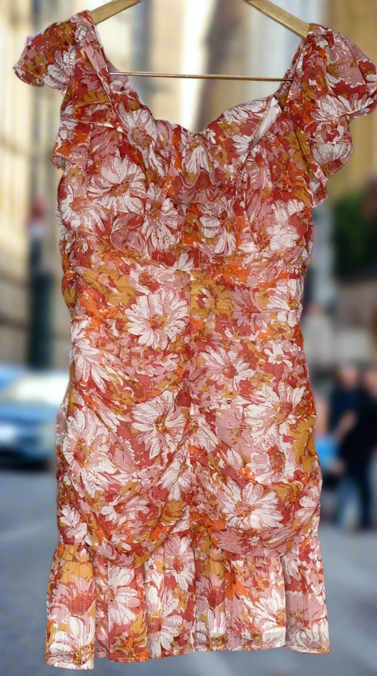 *NEW 'Hello Molly' Pink & Orange Ruffle Mini Dress