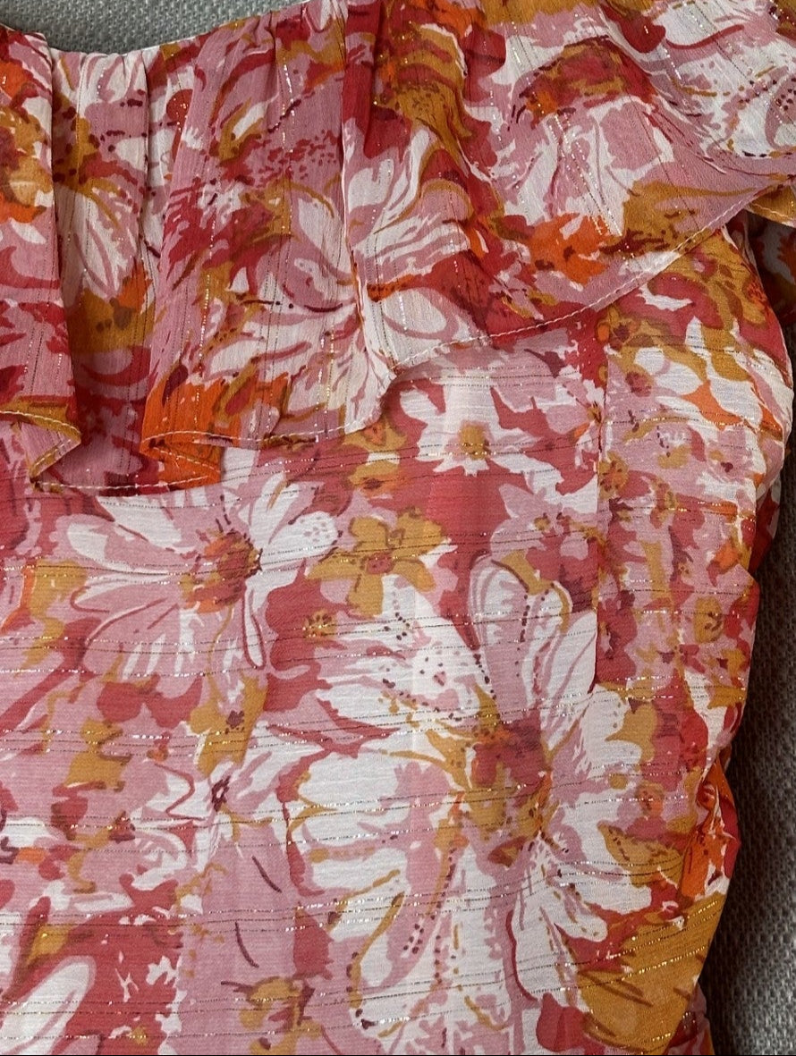 *NEW 'Hello Molly' Pink & Orange Ruffle Mini Dress