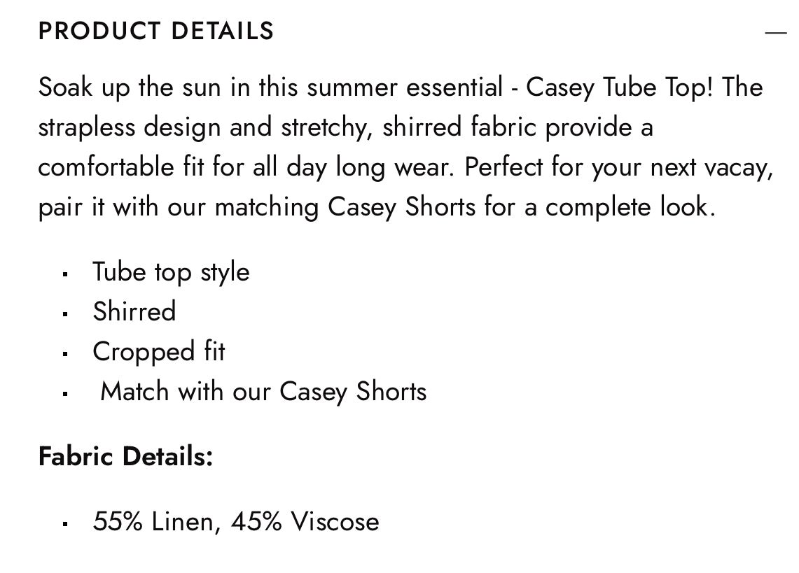 NEW 'Casey' Linen Tube Top