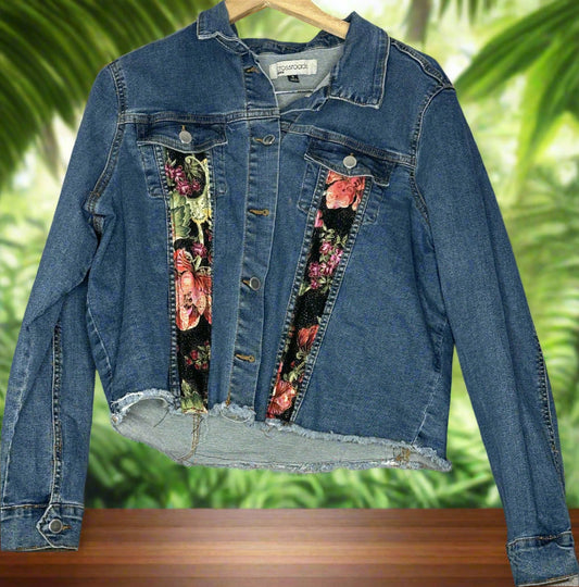 Floral Patchwork 'Crossroads' Denim Jacket
