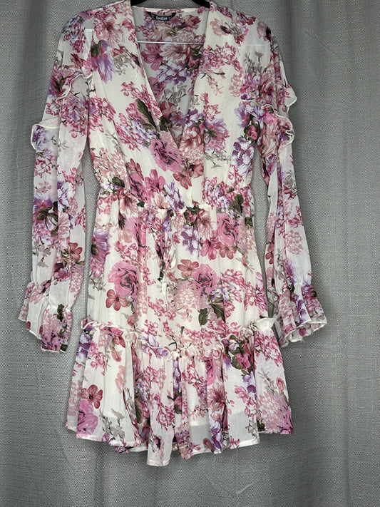 Floral dress with pink and purple flowers 