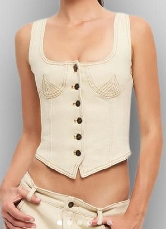 'Lioness' Yellow Denim Corset Top