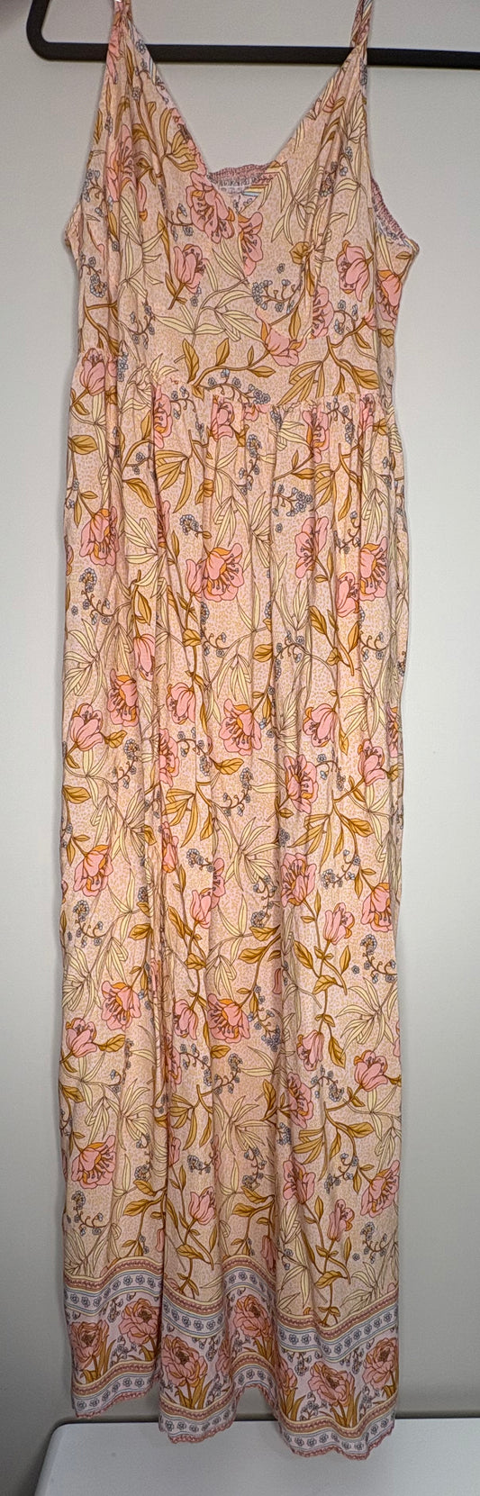 Apricot Floral Maxi Dress