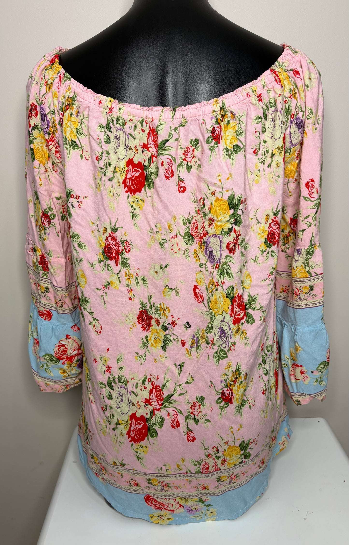 Boho Pink Floral Blouse