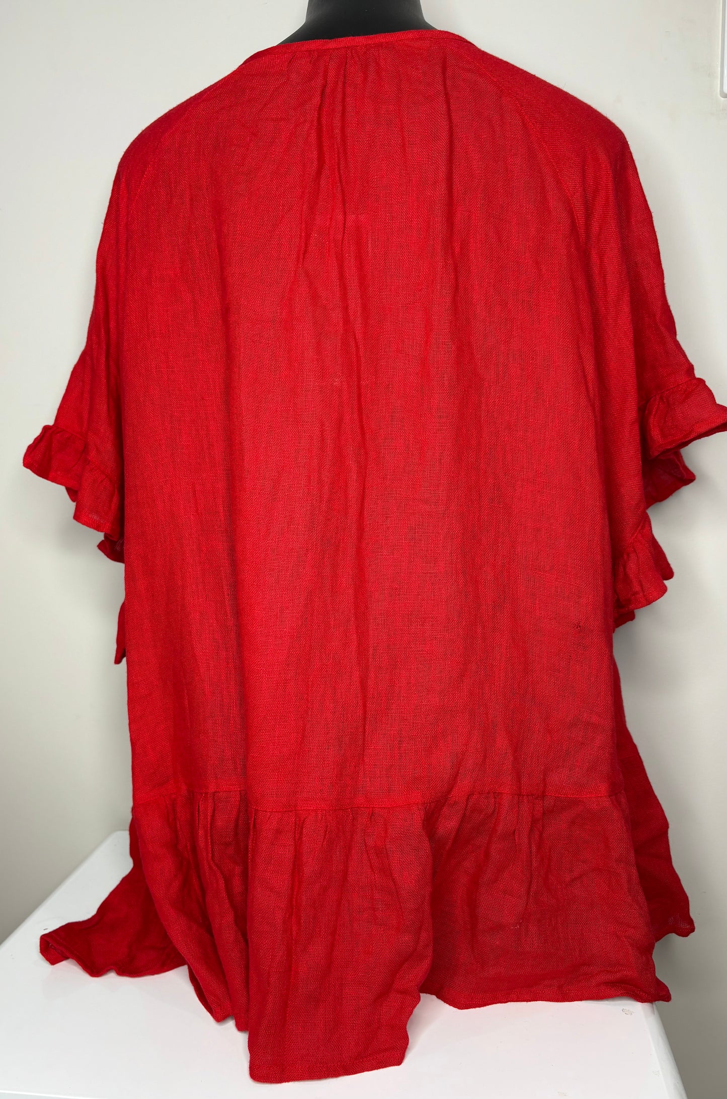 'Taking Shape' Candy Red Linen Blouse
