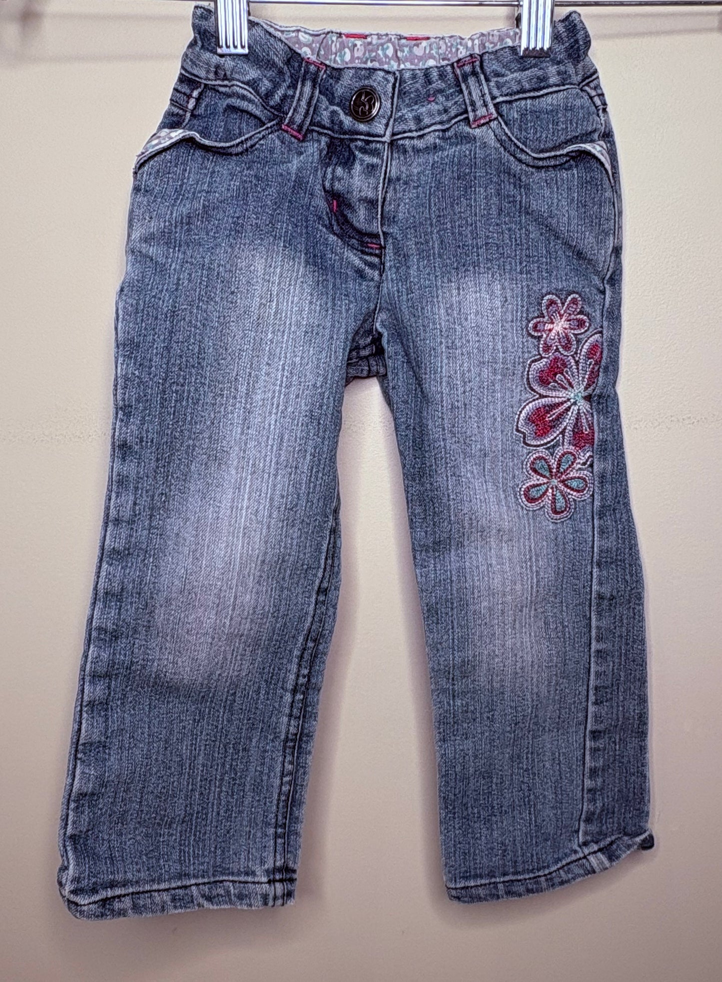 'Target' Embroidered Denim Jeans