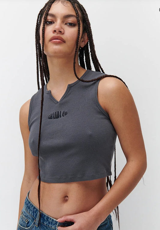 Ghanda' Slate Grey Crop Tank Top