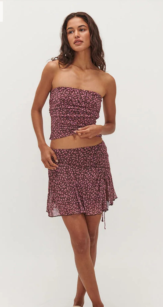 'Ghanda' 'Venus' Mesh Rouched Floral Y2K Mini Skirt