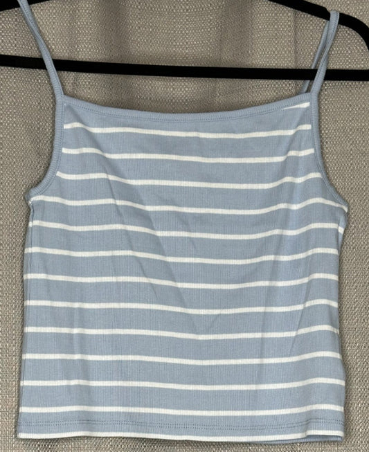 Grey with white Striped crop tank top 