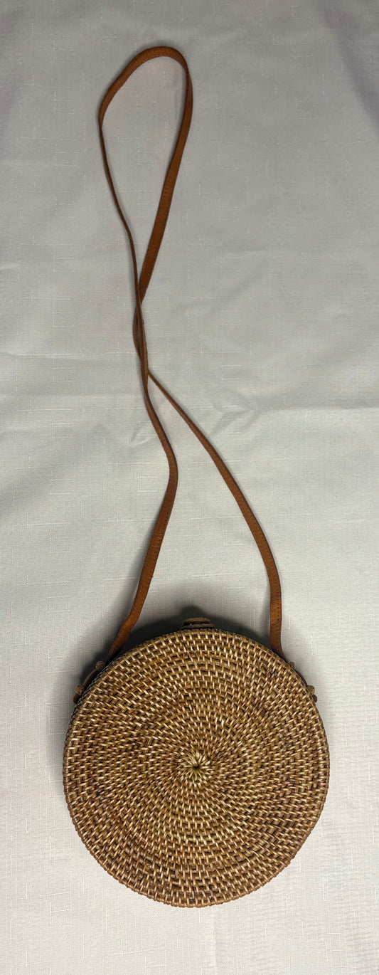 Handwoven Ratten Circular Box Bag