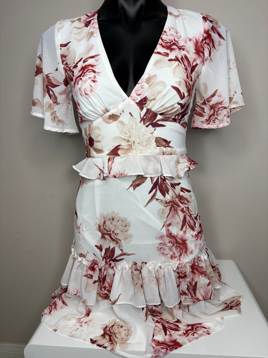 'Dotti' White Floral Ruffle Dress sz 6