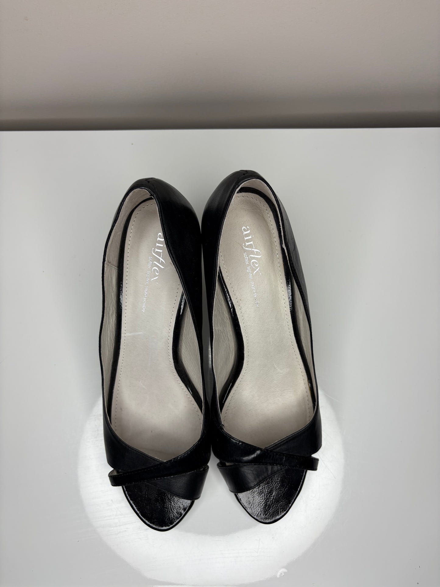 'Airflex' Black Leather Stiletto Shoes