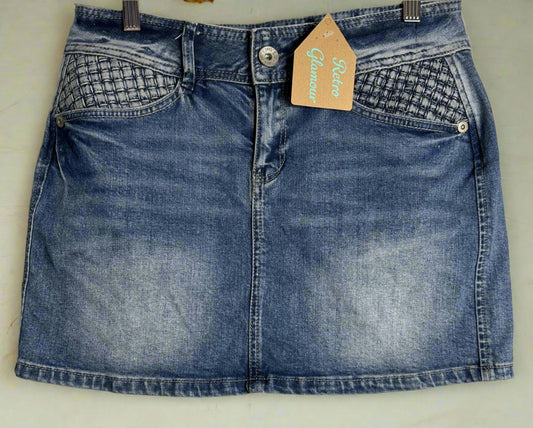 'JAG' Cross-Stitch Pocket Denim Skirt