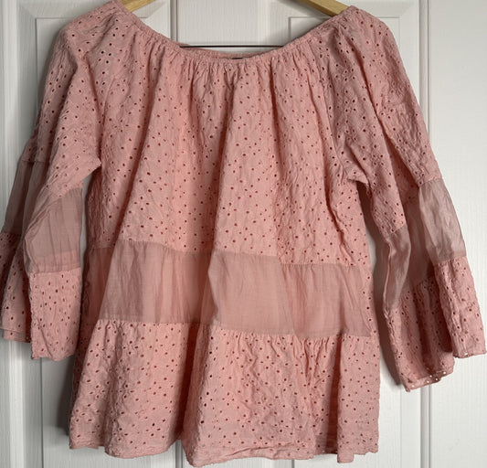 'Liz Jordan' Pink Bell Sleeve Blouse