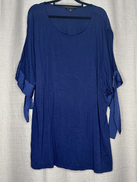 Blue Long Line with ruffled  Tied sleeves 