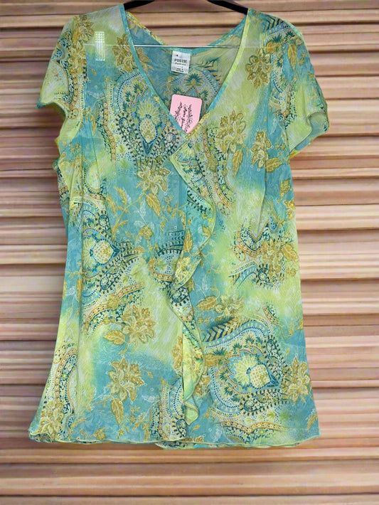 Mesh Top w/Green and blue patterned 