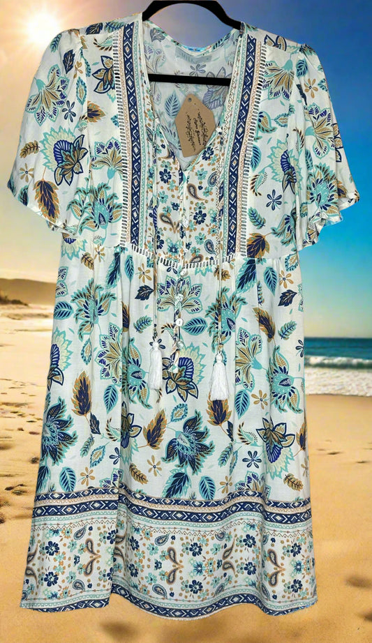 'Mylk The Label' Blue Patterned Dress