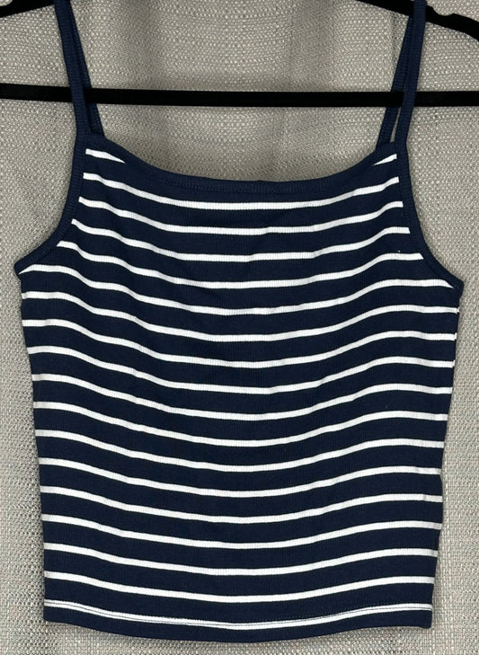 Navy and white striped  Crop tank top 
