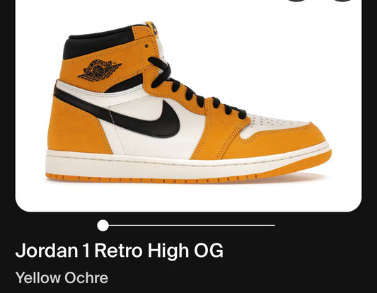 Nike Air Jordan 1 Retro High OG Yellow Ocre uk Sz 10