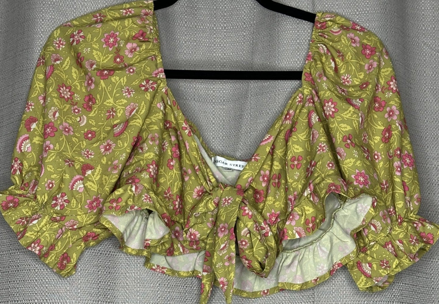 Gorgeous silky Green floral bolero blouse 