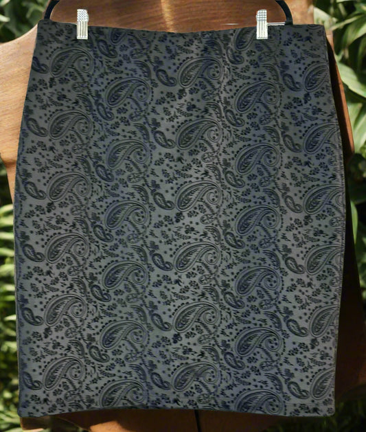 Paisley Black Velvet Stretchy Skirt