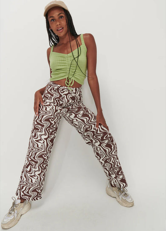 'Party' Chocolate Swirl Wide Leg Pants
