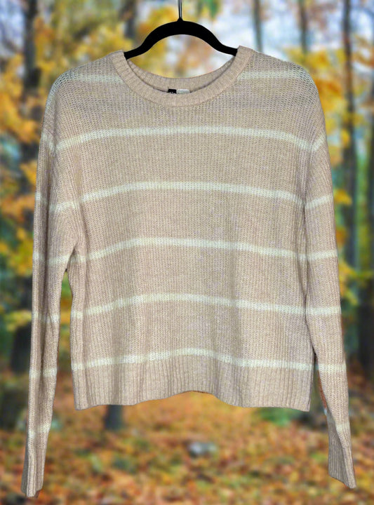 Peach w/ white striped sweater 