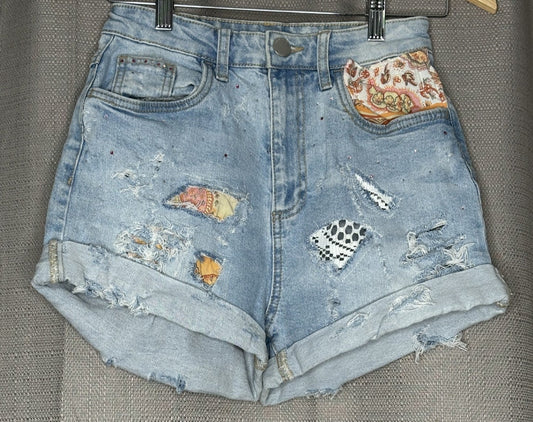 Pink & Orange Patchwork 'Cotton On' Denim Shorts