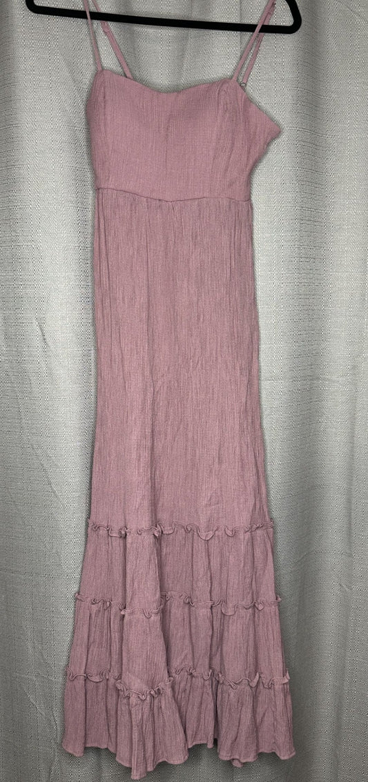 Pink with thin straps Long layered Dress