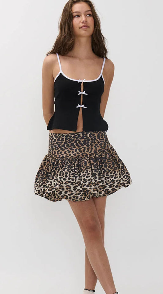 Quinn' Leopard Print Bubble Mini Skirt