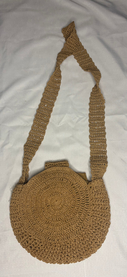 Ratten long strap Circular Beach Bag