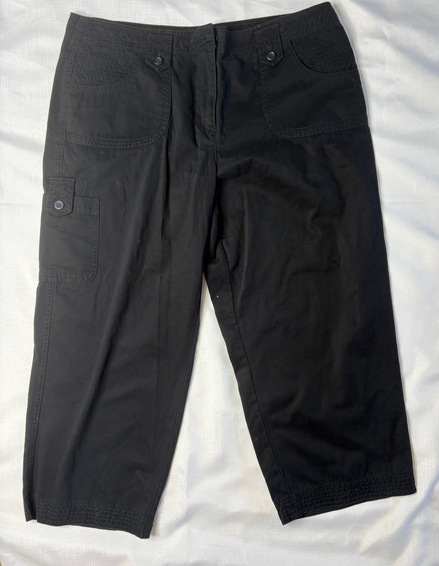 Rockmans 16/18 Cropped Embroidered Black Jeans