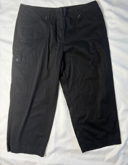 Rockmans 16/18 Cropped Embroidered Black Jeans