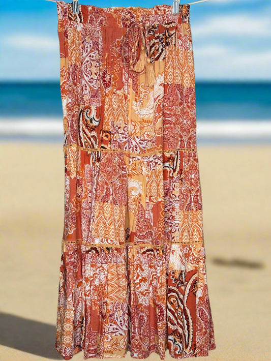 'Rockmans' Apricot Maxi Skirt