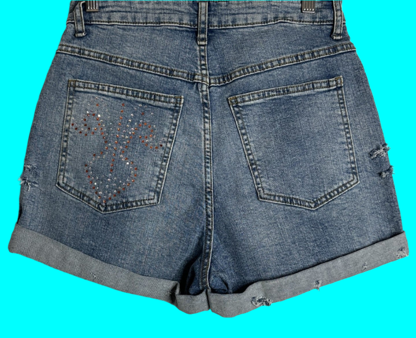 Distressed Red Paisley Shorts