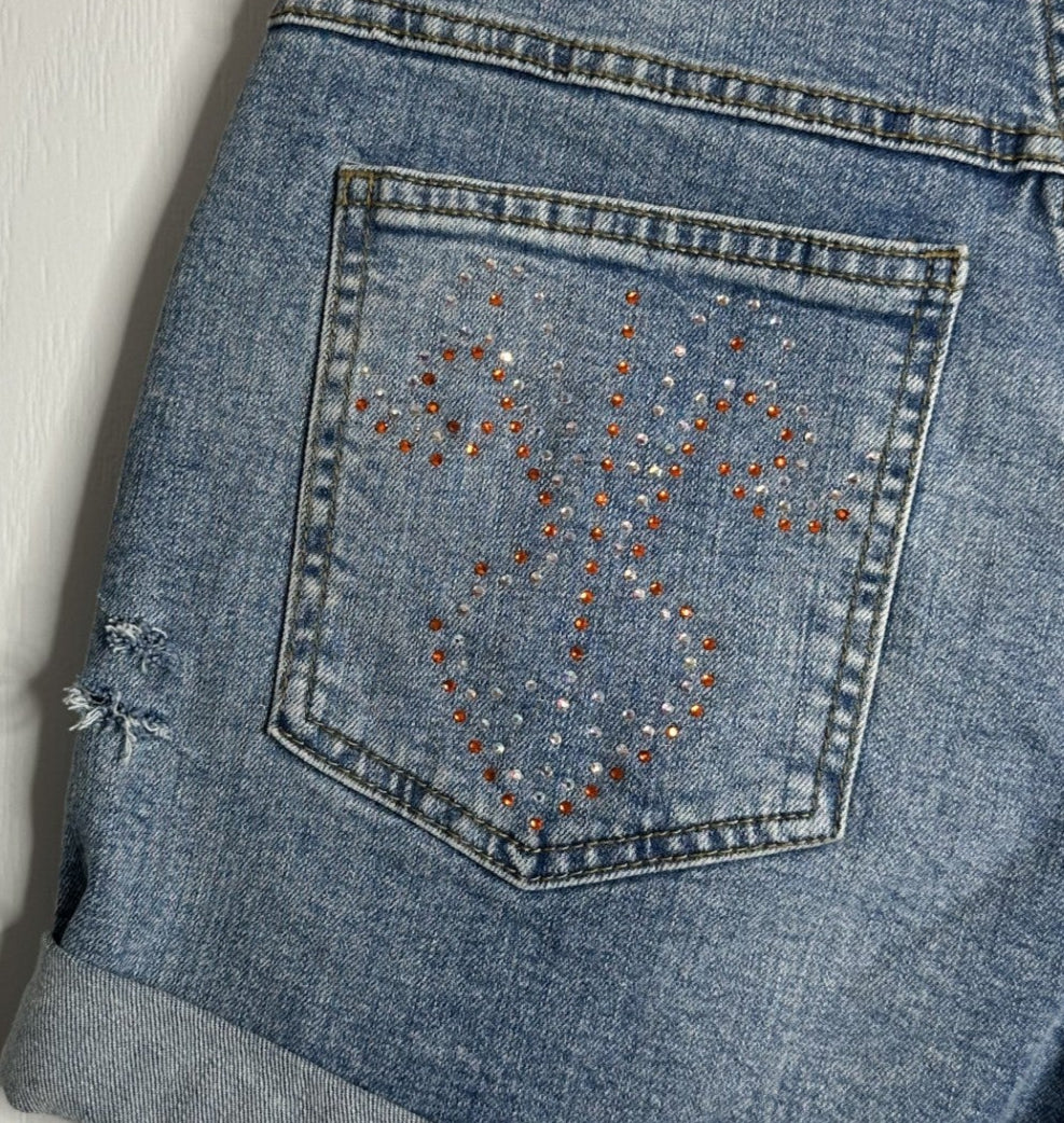 Distressed Red Paisley Shorts