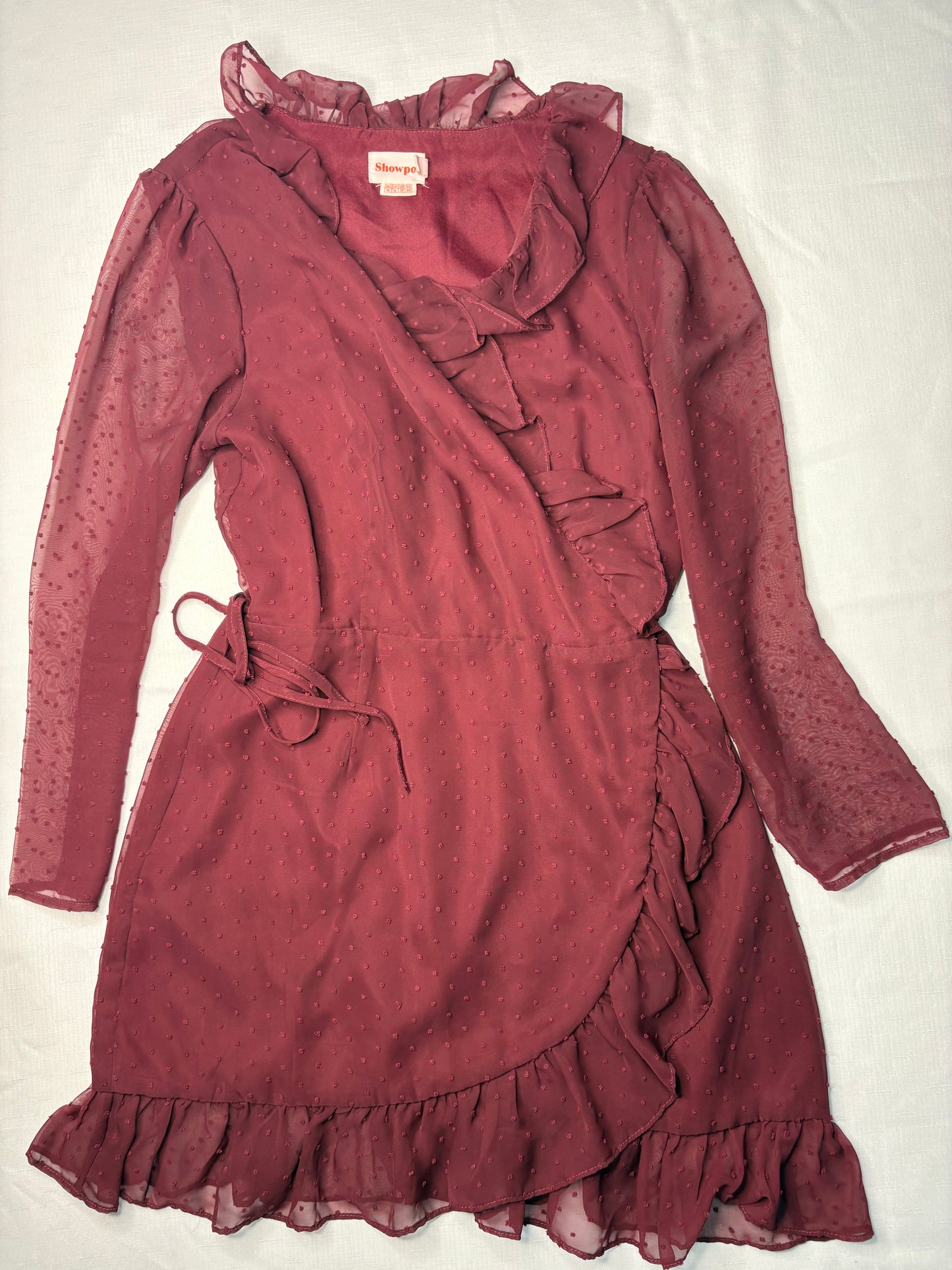 Showpo Burgundy Wrap Skater Dress