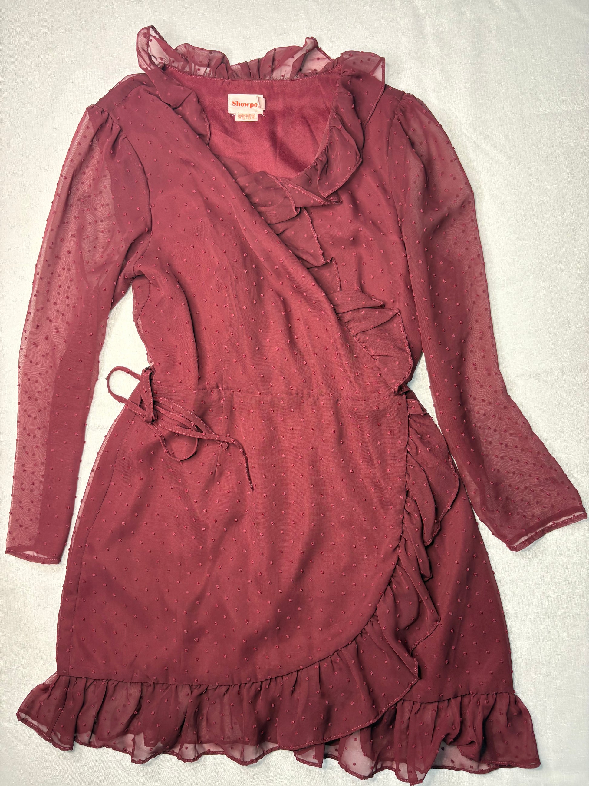 Showpo Burgundy Wrap Skater Dress