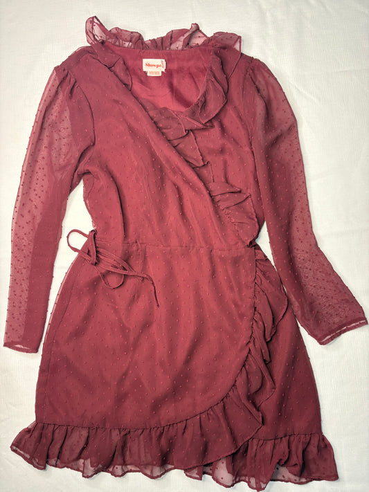 Showpo Burgundy Wrap Skater Dress
