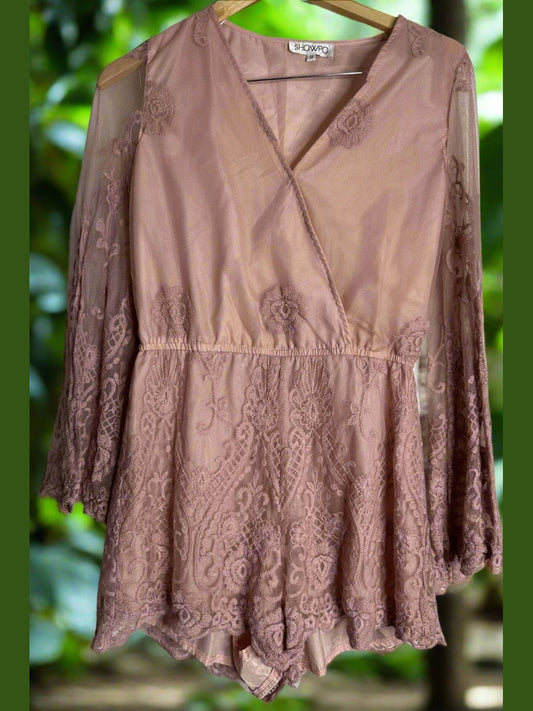 'Showpo' Pink Lace Playsuit